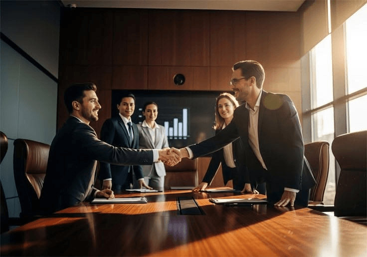 Team meeting with a client