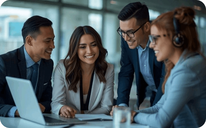 Team collaborating in a meeting