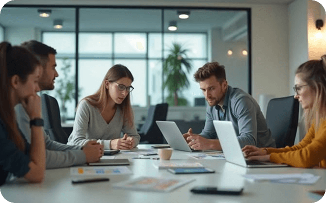 Team working together at a desk